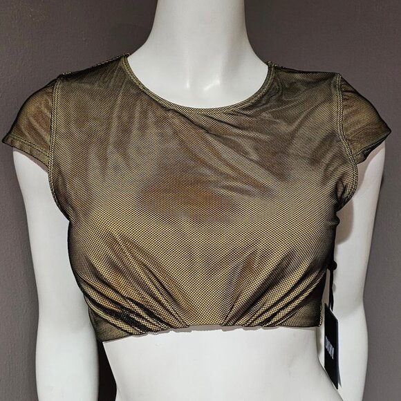 DKNY Cropped Mesh Overlay Bikini Top Size Small - Picture 2 of 10